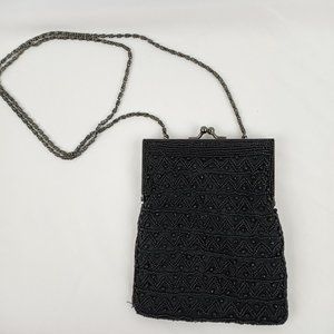 Hillard & Hanson Black Beaded Crossbody Purse